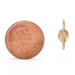 Mini Heart and Key Charm, 14k Yellow Gold, Mini Gold Charm