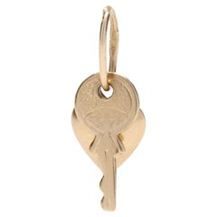 Mini Heart and Key Charm, 14k Yellow Gold, Mini Gold Charm