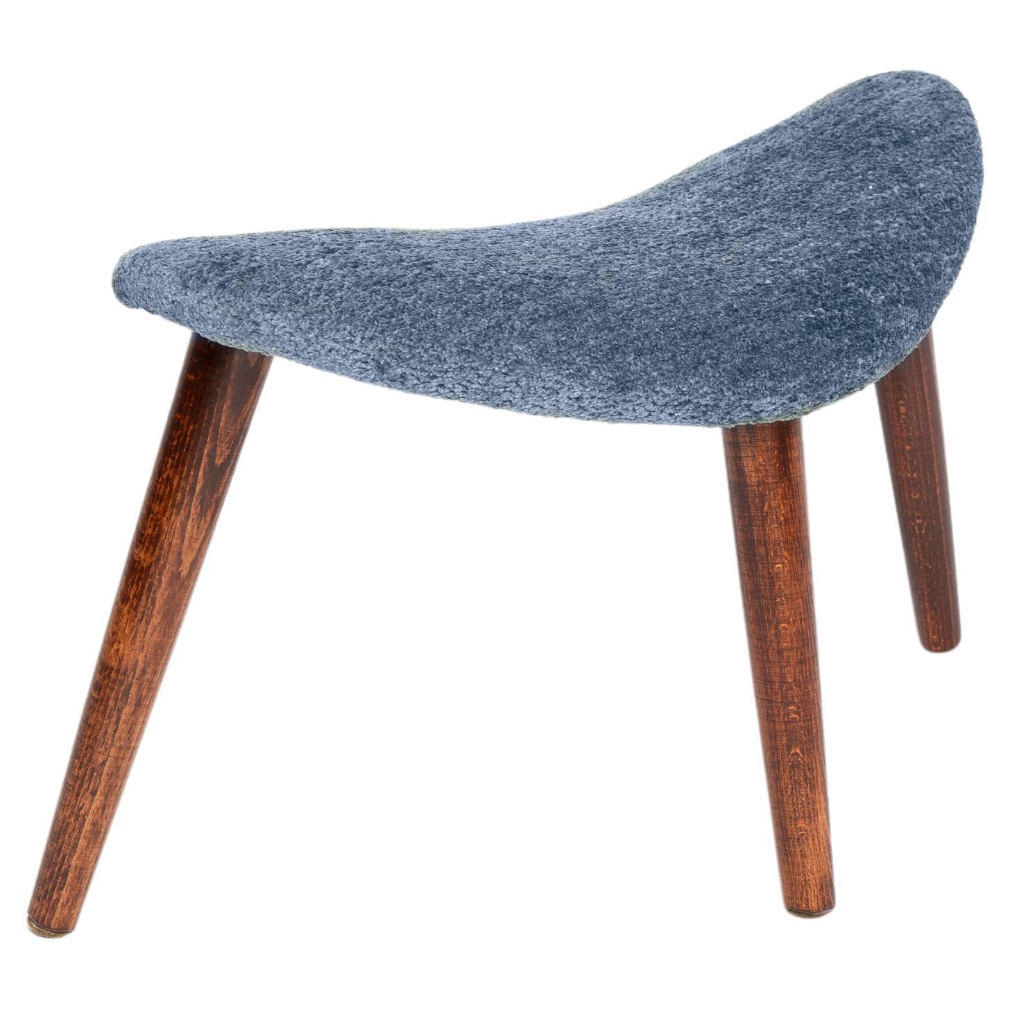 Sgabello Mini Heart, Velluto blu, Wood scuro, Europa
