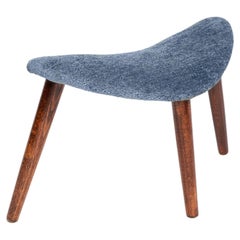 Tabouret Mini Heart, velours bleu, bois foncé, Europe