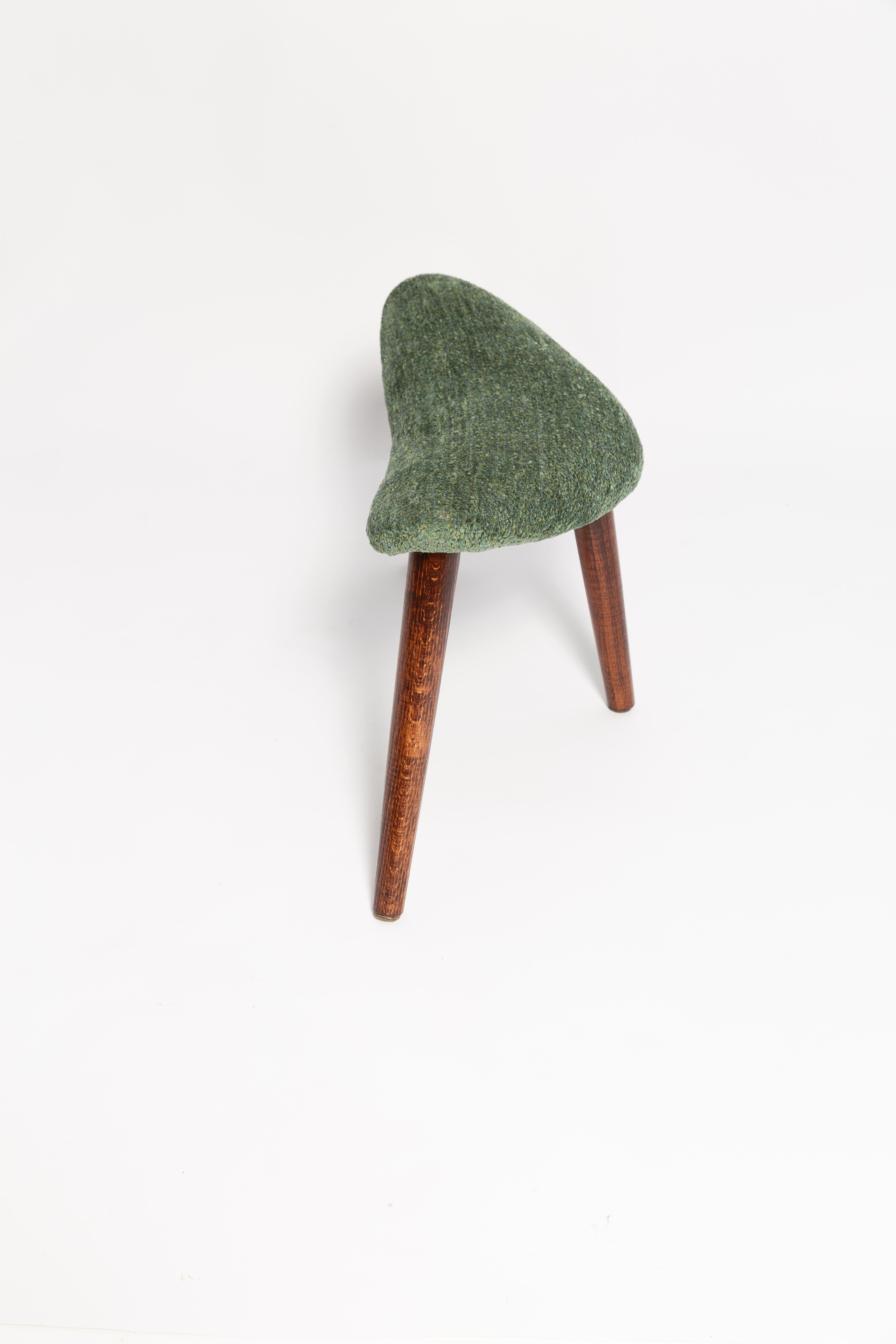 Contemporary Mini Heart Stool, Green Velvet, Dark Wood, Europe For Sale