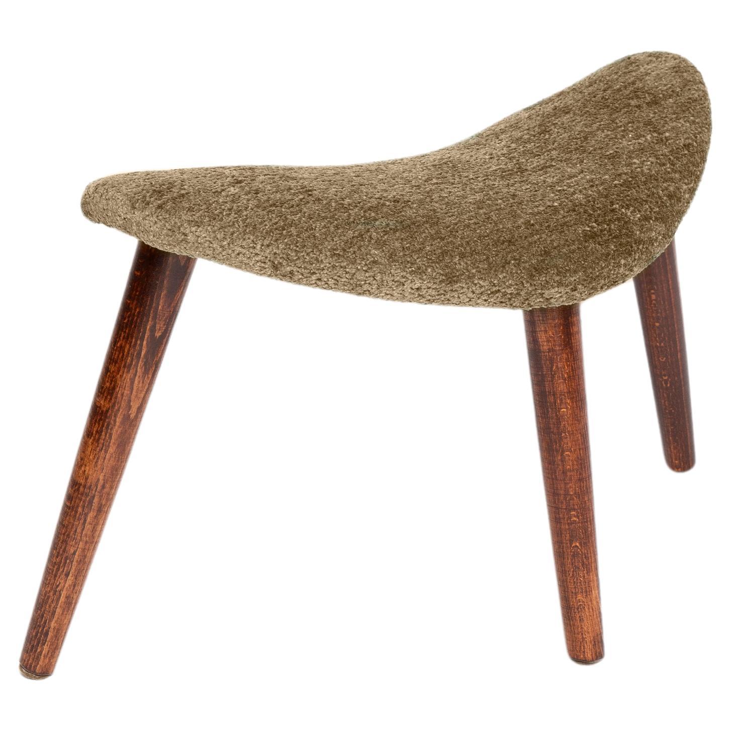 Sgabello Mini Heart, Velluto verde oliva, Wood scuro, Europa