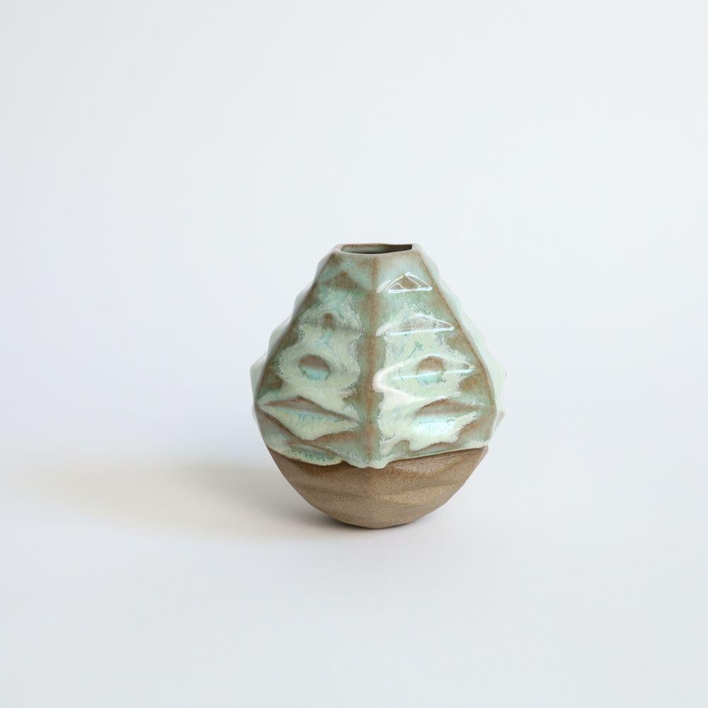 Mini Hex Patterned Vessel in Coral Green In New Condition For Sale In Brooklyn, NY