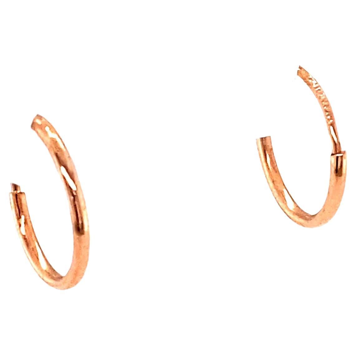 Mini Hoop Earrings in 14 Karat Rose Gold For Sale