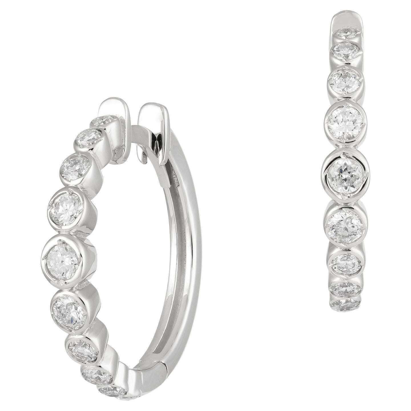 Boucles d'oreilles Mini Hoop en or jaune 18K Diamant pour Elle