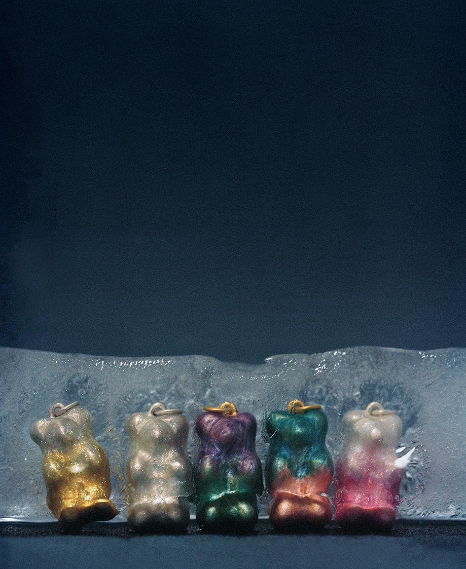 green gummy bear earrings