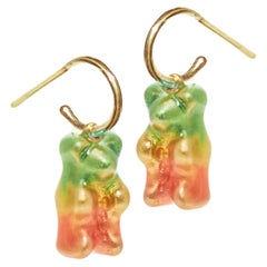 Mini Hoops Earrings Gummy Bears 18 Karat Gold-Plated Silver Watermelon Greek