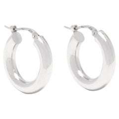 Mini Huggie Hoop Earrings, 18k White Gold, Dime Size Hoops