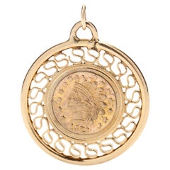 Mini Indian Coin Charm, 14KT Yellow Gold
