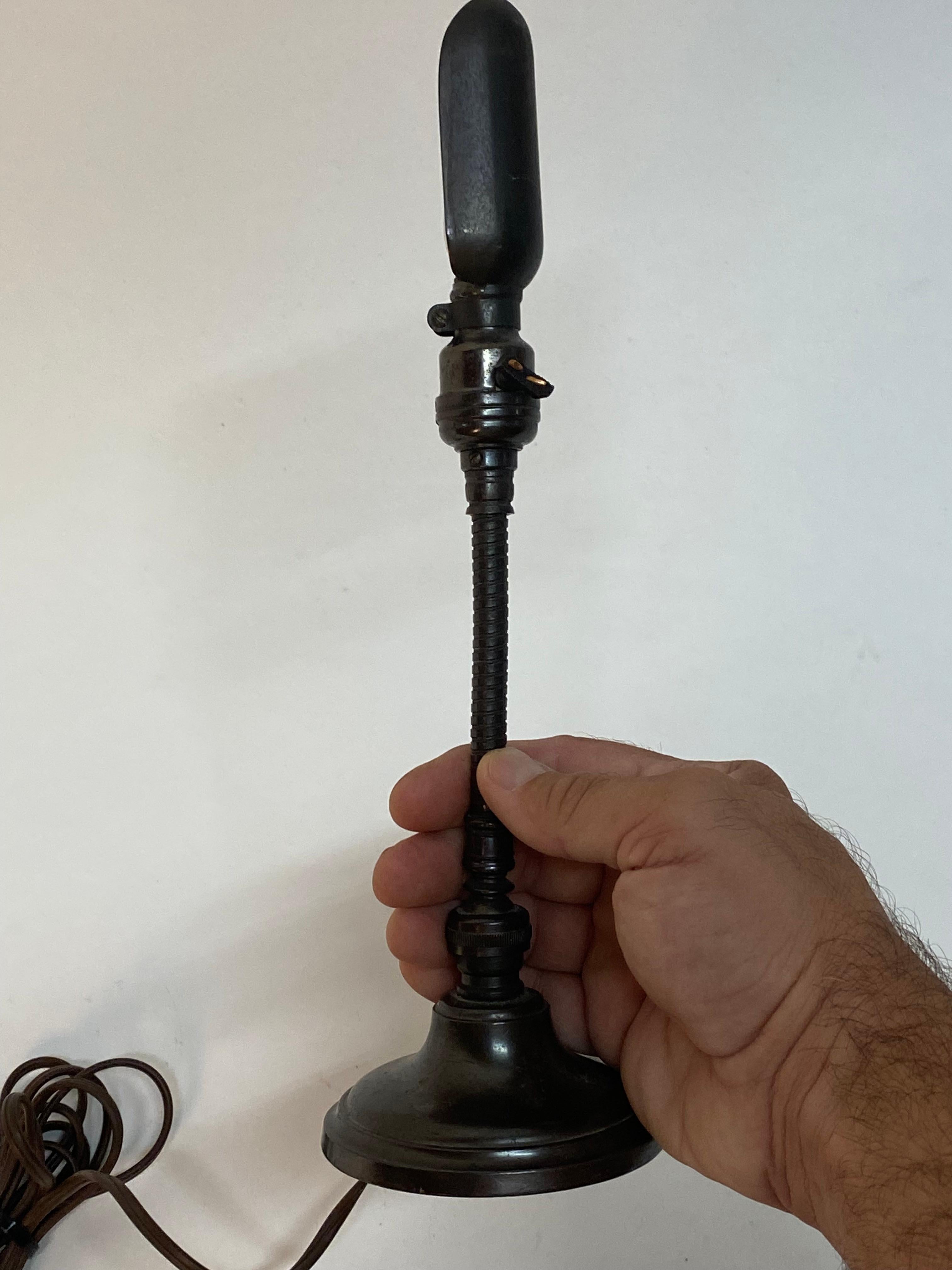 Early 20th Century Mini Industrial Hubbell Style Goose Neck Work Light For Sale