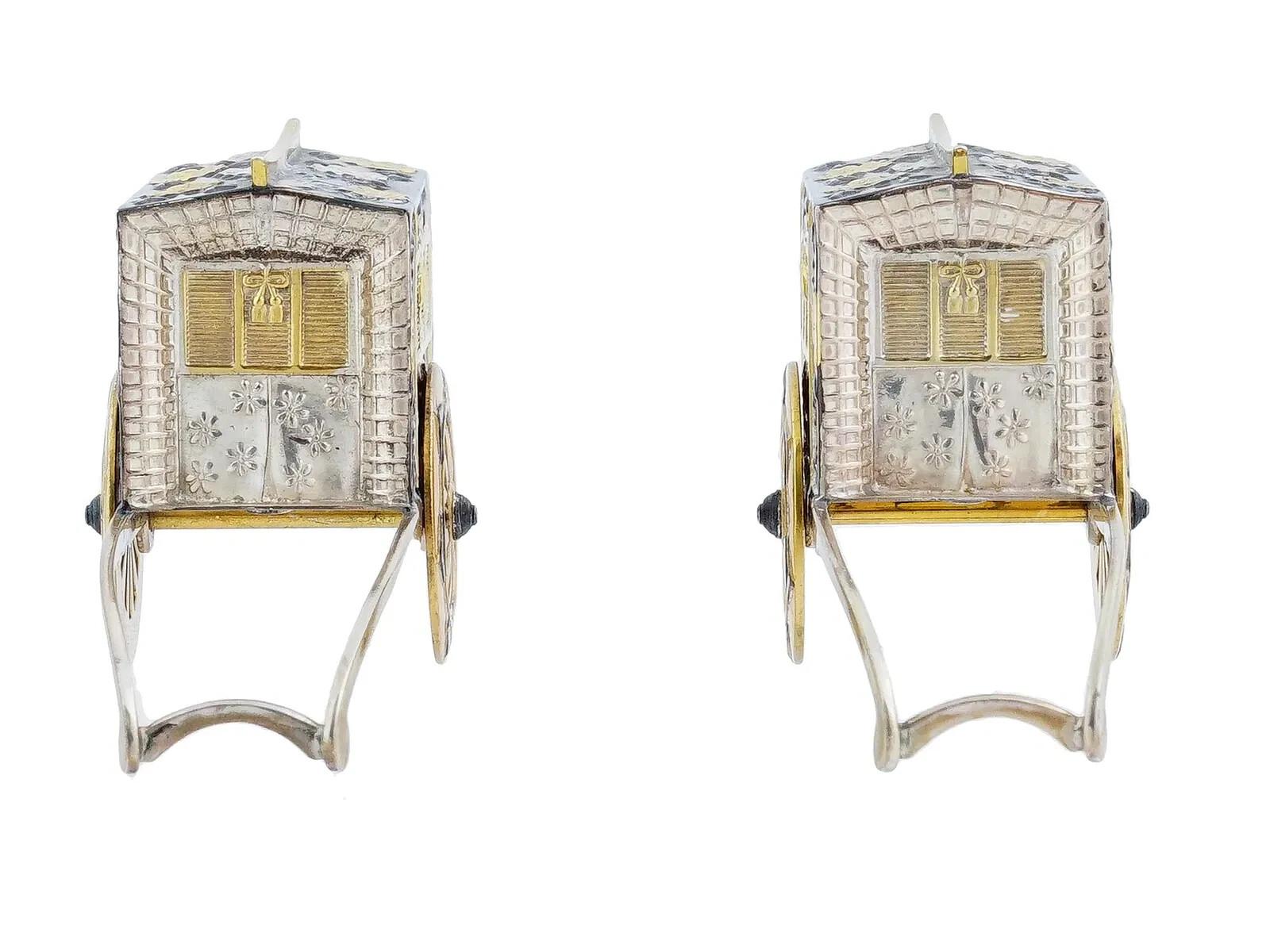 XIX secolo Mini set di sali e pepe giapponesi in argento sterling Shakers in vendita