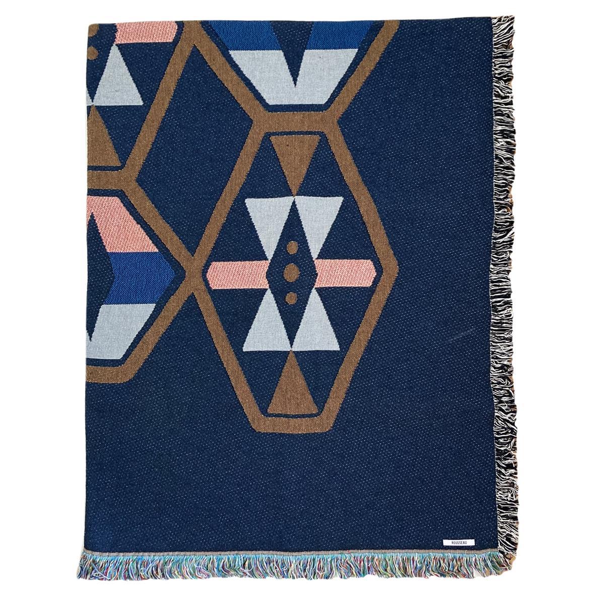 Petite Loom Woven Throw Blanket, Twilight Navy Geo, 40 x 54 For Sale