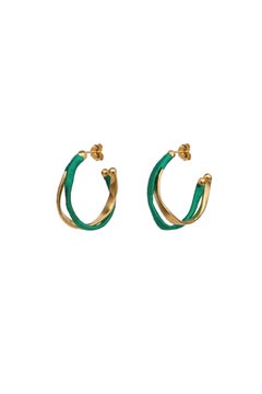 Mini Kyma Hoops in Emerald Green Silk & Vermeil Gold 24k by Katerina Makriyianni