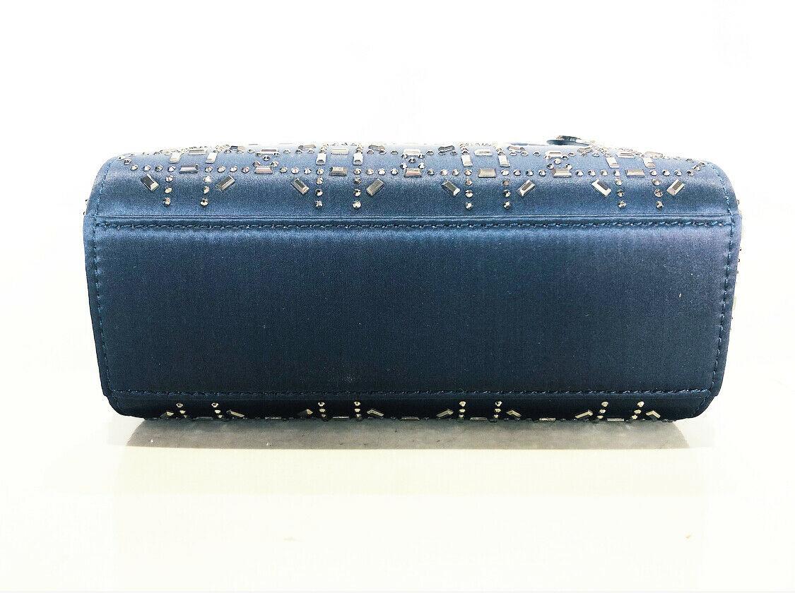 Women's or Men's Mini Lady Dior Blue Cannage Satin w/ Rhinestones Handbag