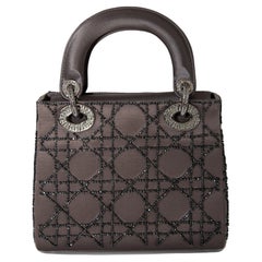 Mini Lady Dior Silver Satin Embellished 1998