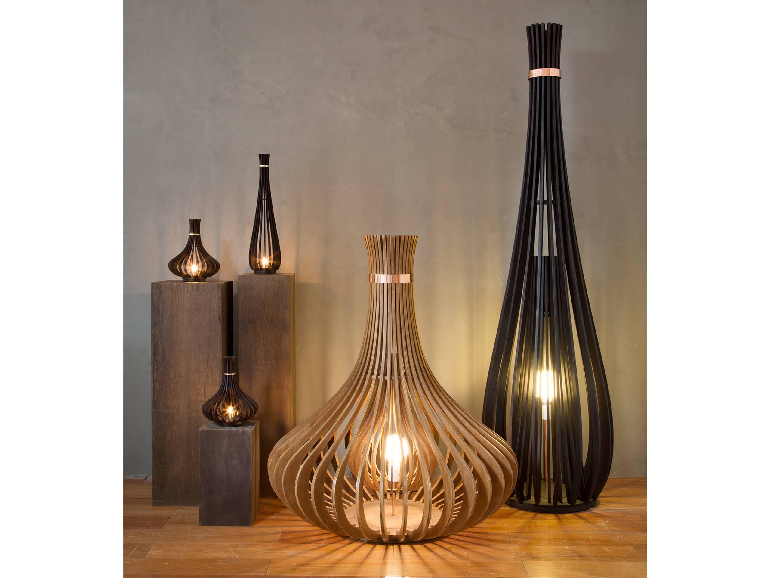 Metal Mini Lilliput Brazilian Contemporary Wood Table Lamp by Lattoog