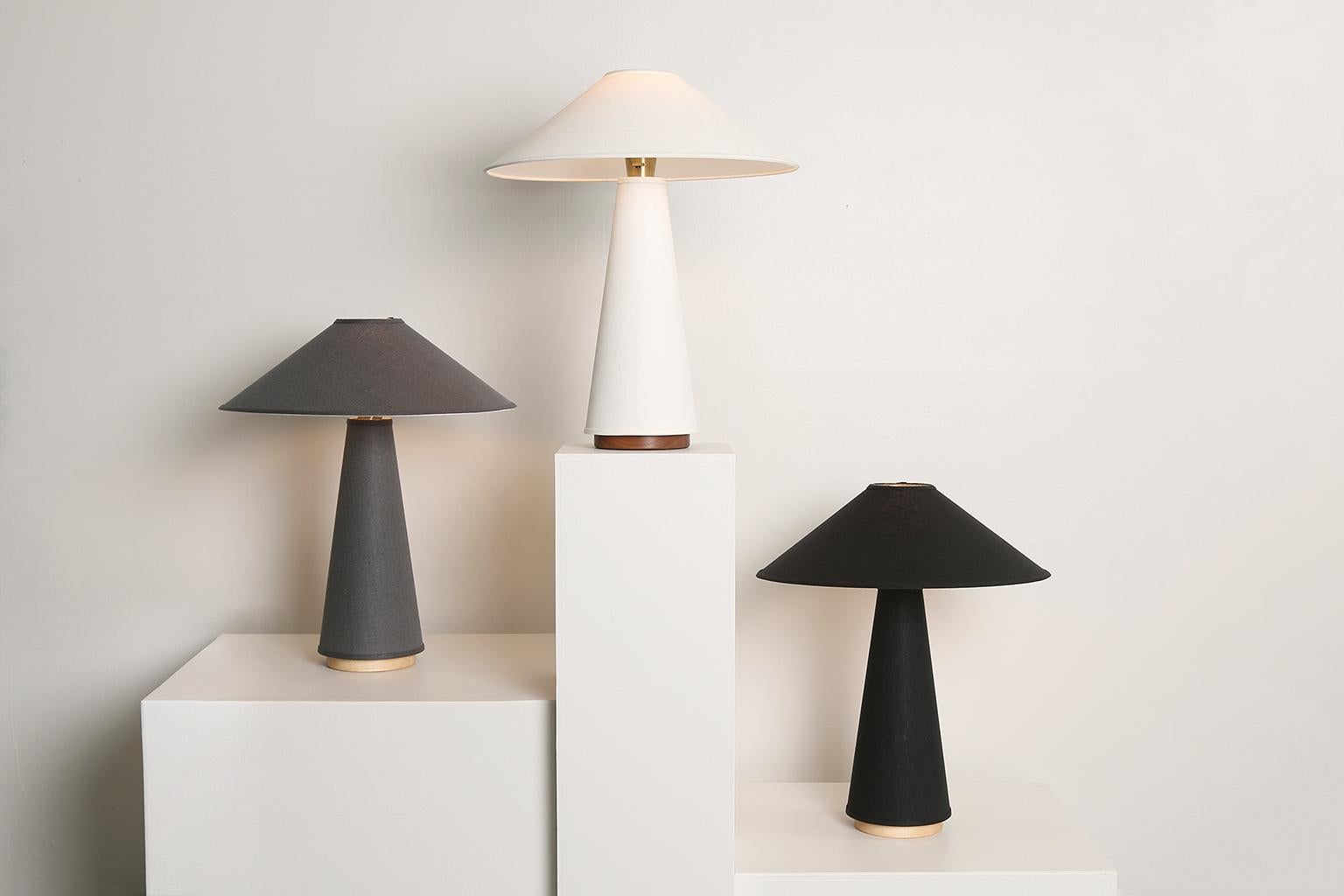 Mini Linden Table Lamp with Contemporary Charcoal Linen Shades by Studio DUNN In New Condition In Rumford, RI