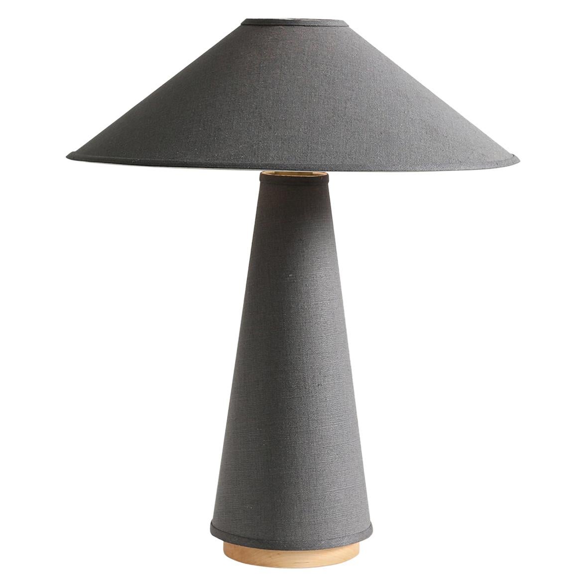 Mini Linden Table Lamp with Contemporary Charcoal Linen Shades by Studio DUNN