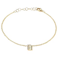 Bracelet en or jaune 14K (ou 18k sur demande) Mini Lock Diamond
