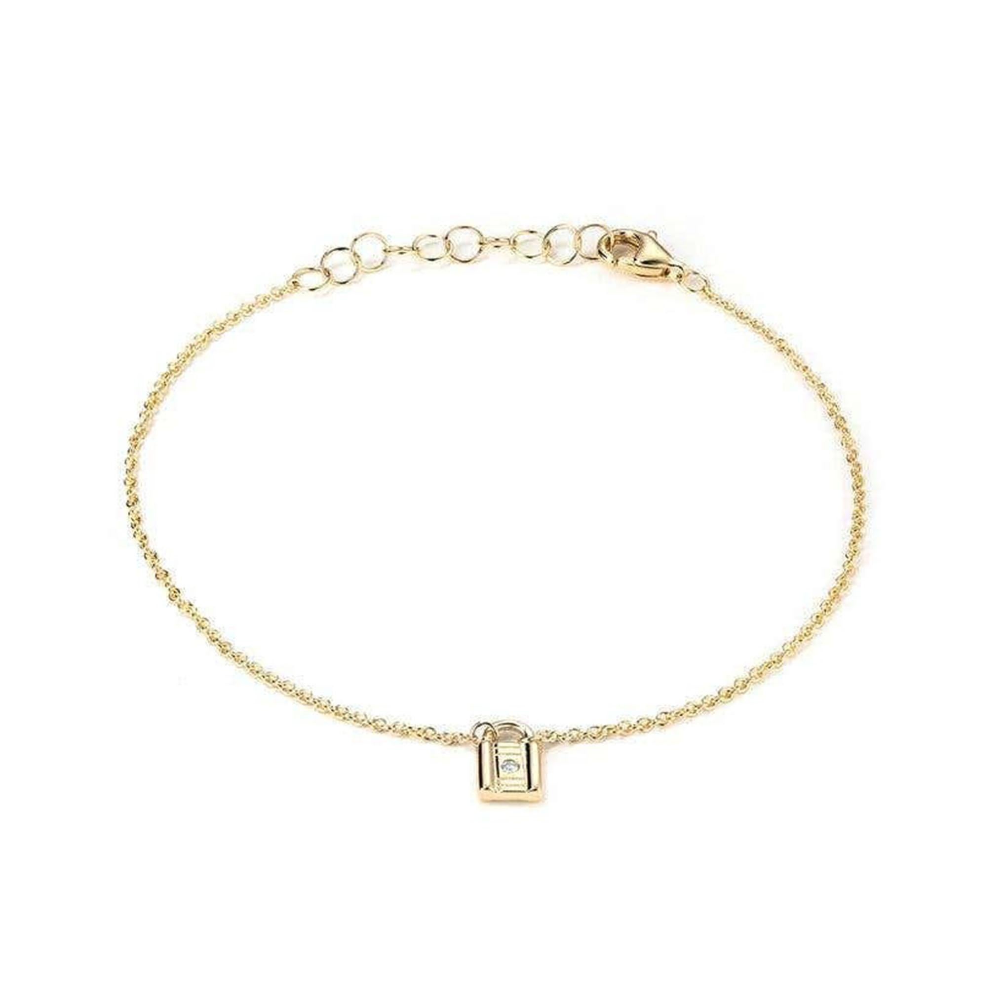 Bracciale Mini Lock Diamond in oro giallo 14K
