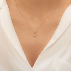 Mini Lock Initial Charm a Diamond Necklace 14K Rose Gold