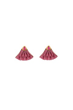 Mini Lotus Earrings in Silk, Vermeil Gold 24k & Zircons by Katerina Makriyianni