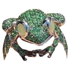 Mini Lucky Frog Amethyst Cat Eye Tsavorite 18K Yellow Gold Exclusive Ring