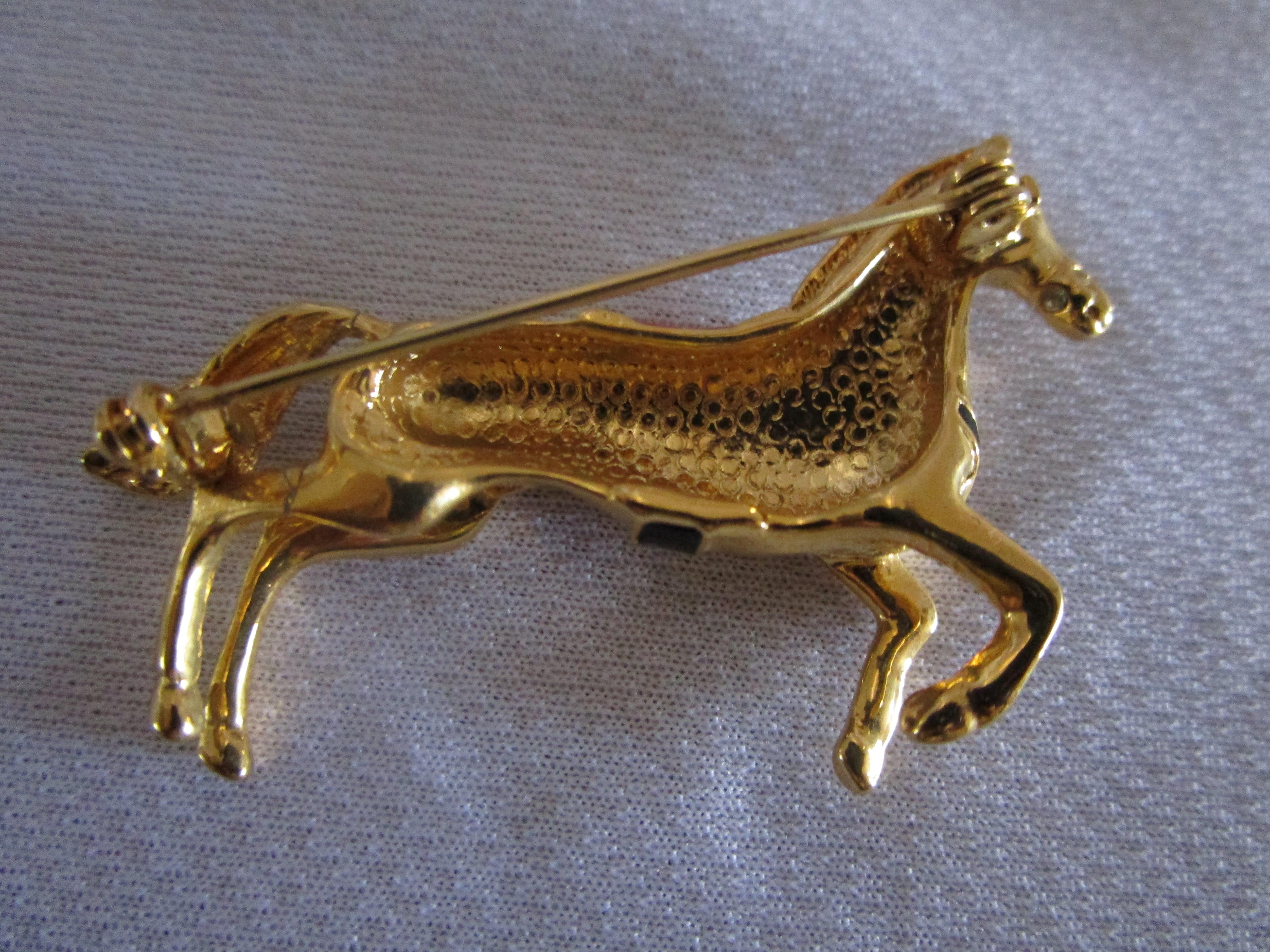 Mini Menagerie: Alfileres de disfraz de jirafa, elefante y caballo, esmalte y brillantes Chapado en oro en venta