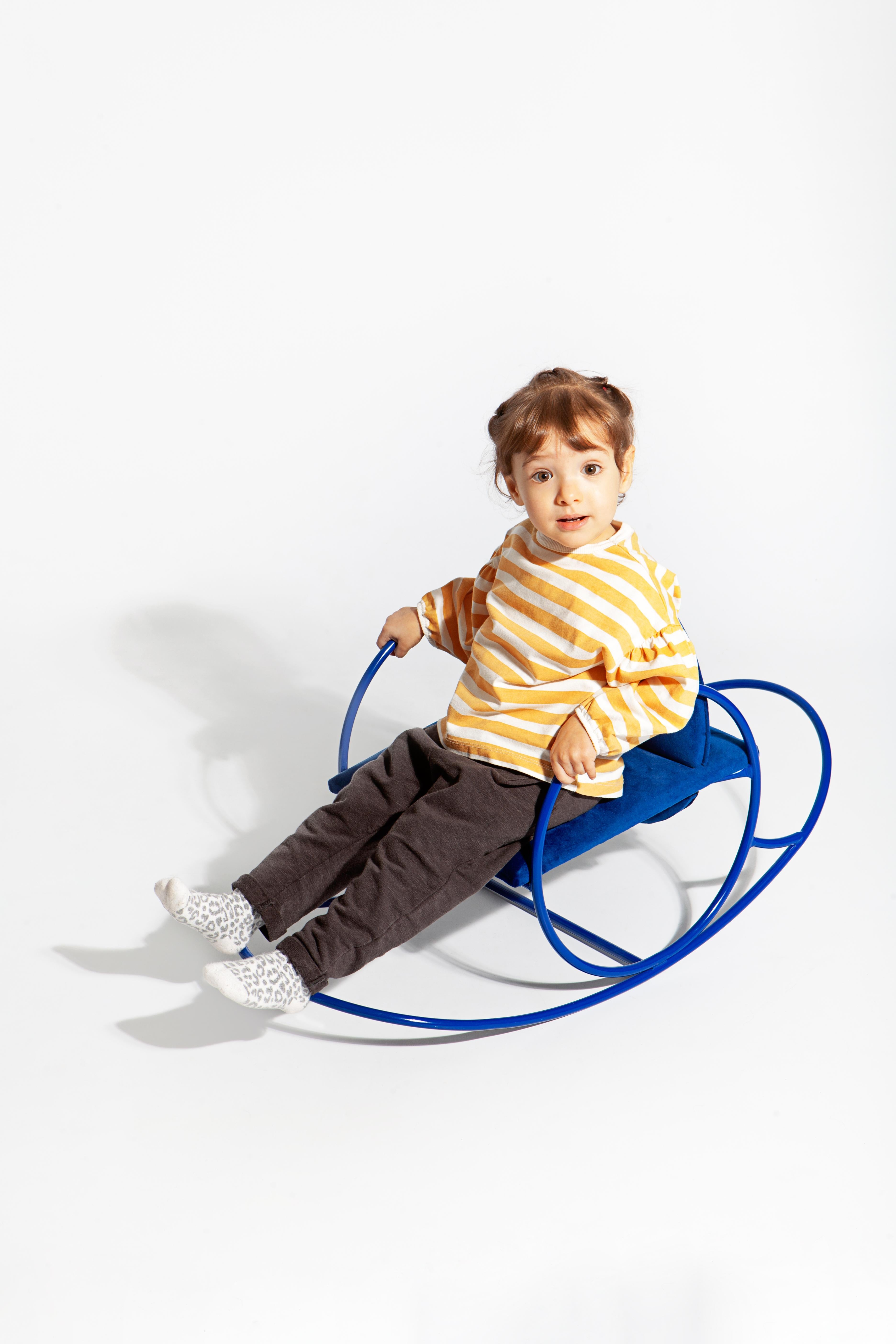 This tiny version of our Meneo Rocking Chair, was created inspired by 2-year-old designer's niece, Matilda. Our furniture pieces are playful and we like kids enjoying them.

Pieces are handcrafted individually in small workshops in Madrid. Any