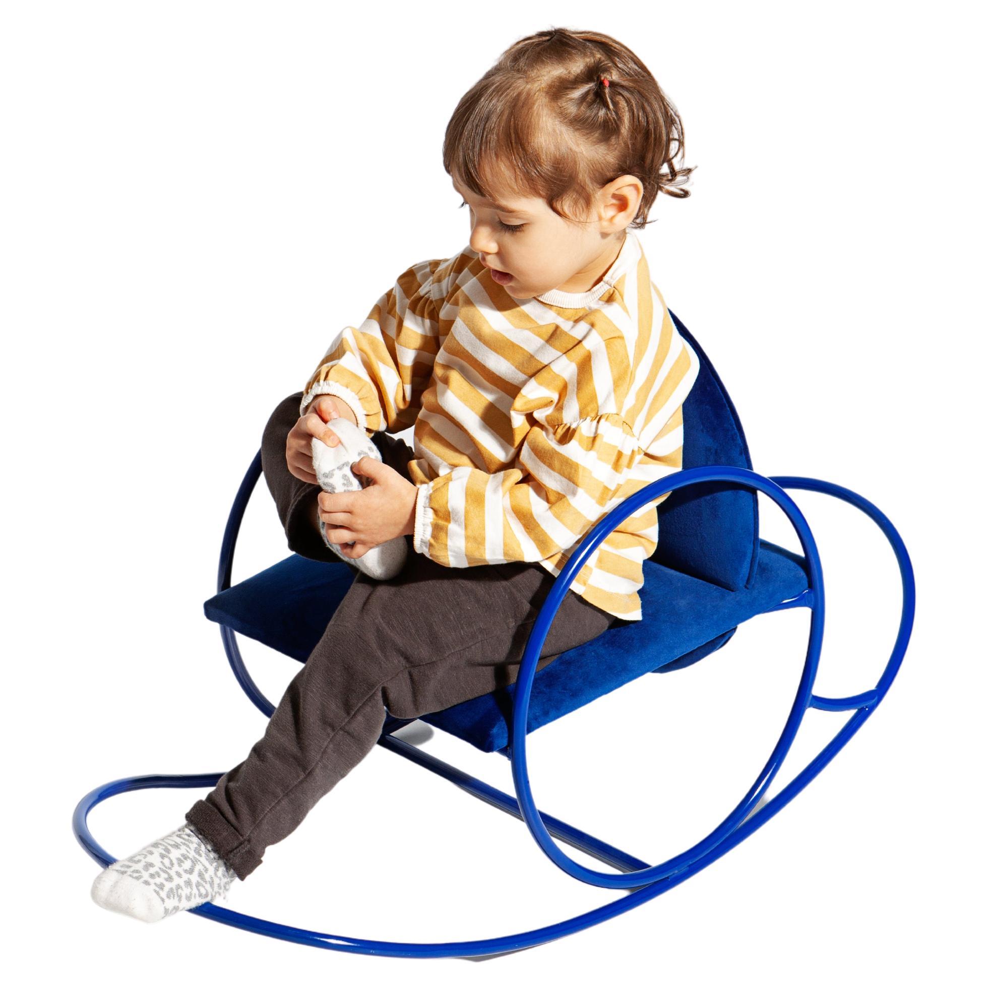 Mini Meneo Rocking Chair for Toddlers by Ángel Mombiedro in Ultramarine Blue For Sale