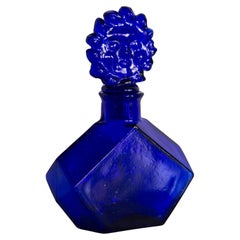 Vintage Mini Mid Century Blue Glass Vase for Perfume, Italy, 1960s