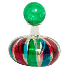 Mini Midcentury Red Green and Blue Empoli Vase for Perfume, Italy, 1960s