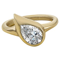 Mini Mika Pinky Ring with Pear Diamond, Left