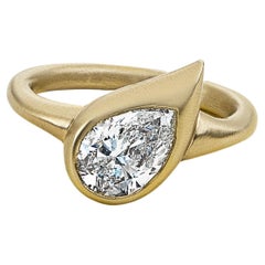 Mini Mika Pinky Ring with Pear Diamond, Right