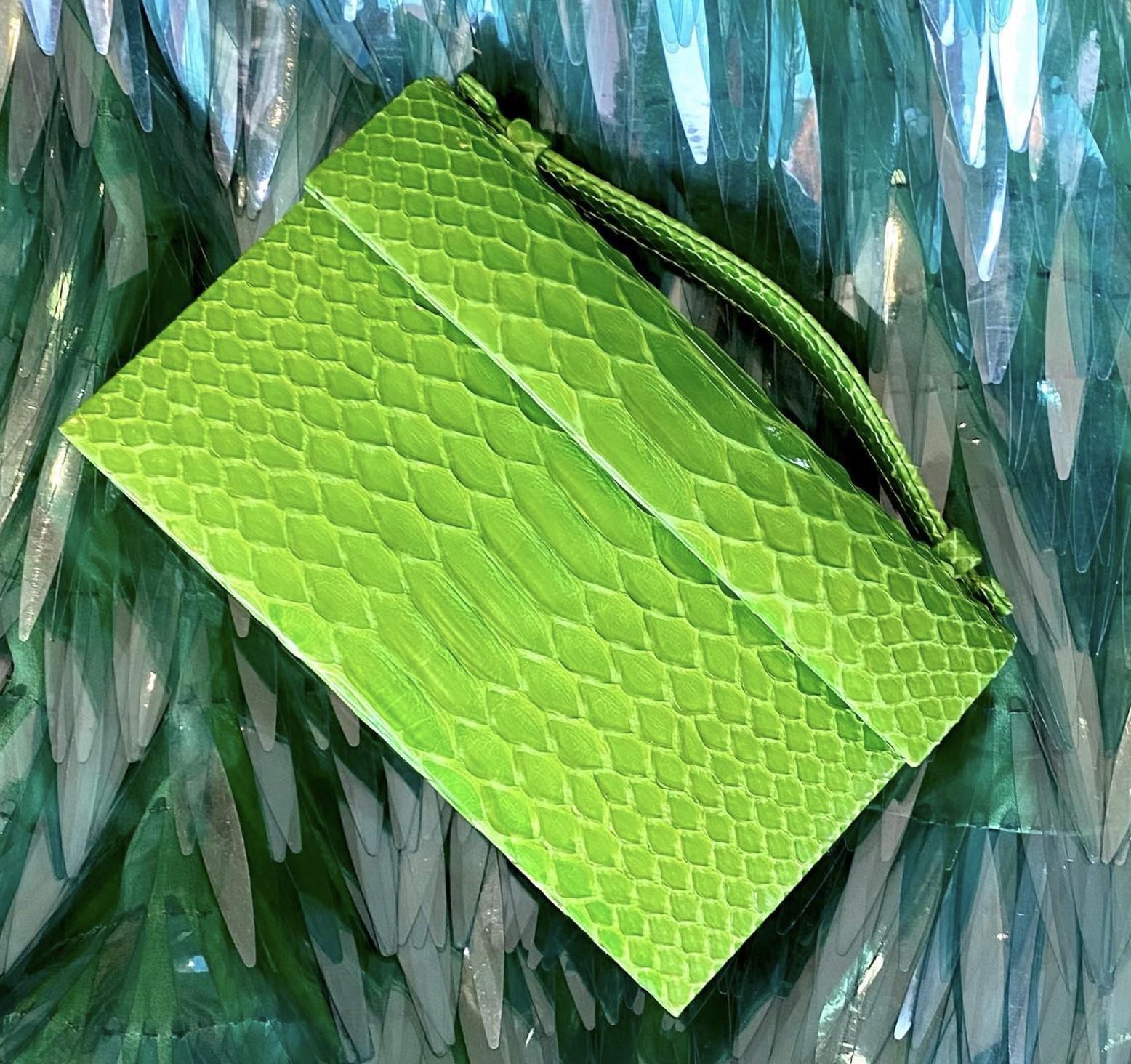 Mini Moderna Grüne Python-Handtasche mit Clutch - Susie Straubmueller für Damen oder Herren im Angebot