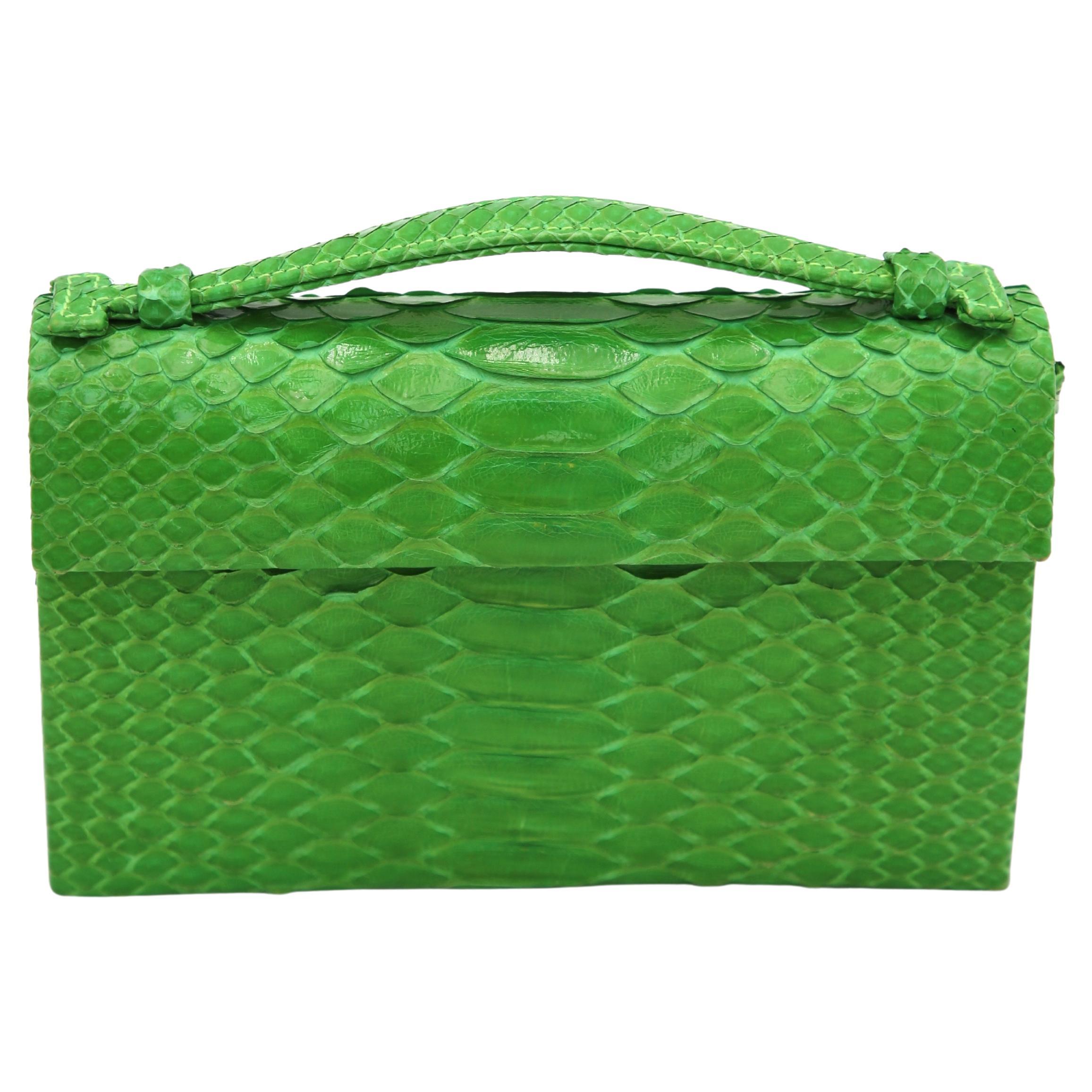 Mini Moderna Green Python handbag clutch - Susie Straubmueller