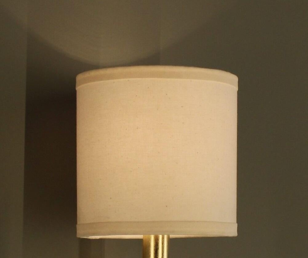Brazilian Mini Moselle Metal Wall Lamp with White Quartz And Raw Fabric Shade by Aver For Sale