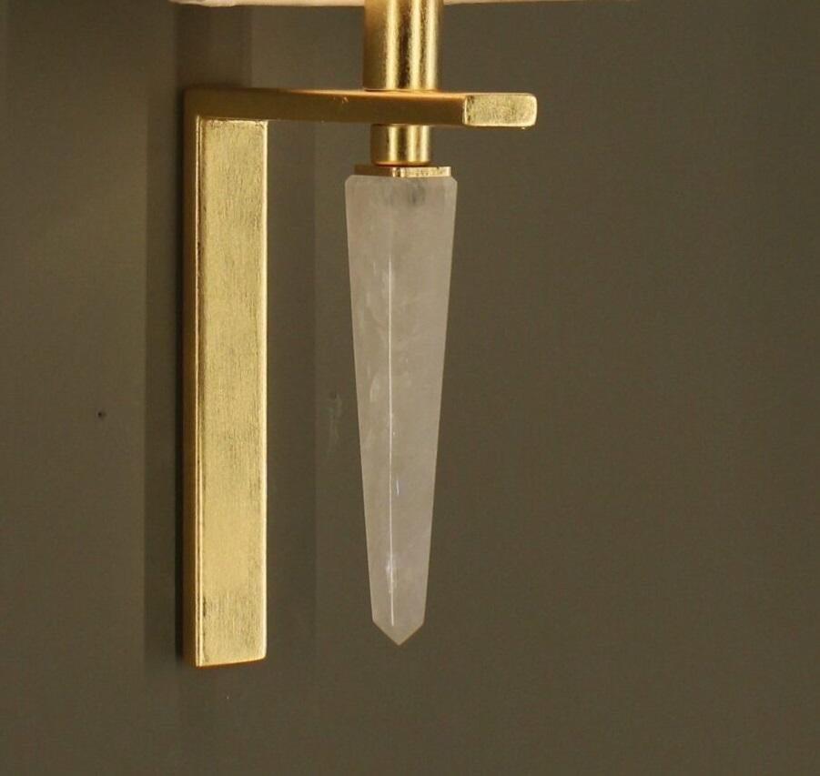 Other Mini Moselle Metal Wall Lamp with White Quartz And Raw Fabric Shade by Aver For Sale