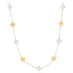 Mini Mother of Pearl and Gold Clover Necklace 14K Yellow Gold