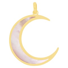 Mini Mother of Pearl Crescent Moon Charm 14K Yellow Gold