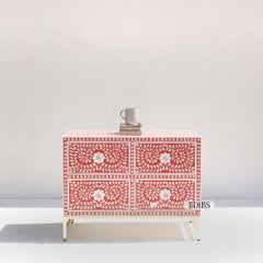 Mini Mother of Pearl Inlay Dresser with Gold Metal Legs by House of Jaipur