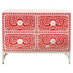 Mini Mother of Pearl Inlay Dresser with Gold Metal Legs by House of Jaipur
