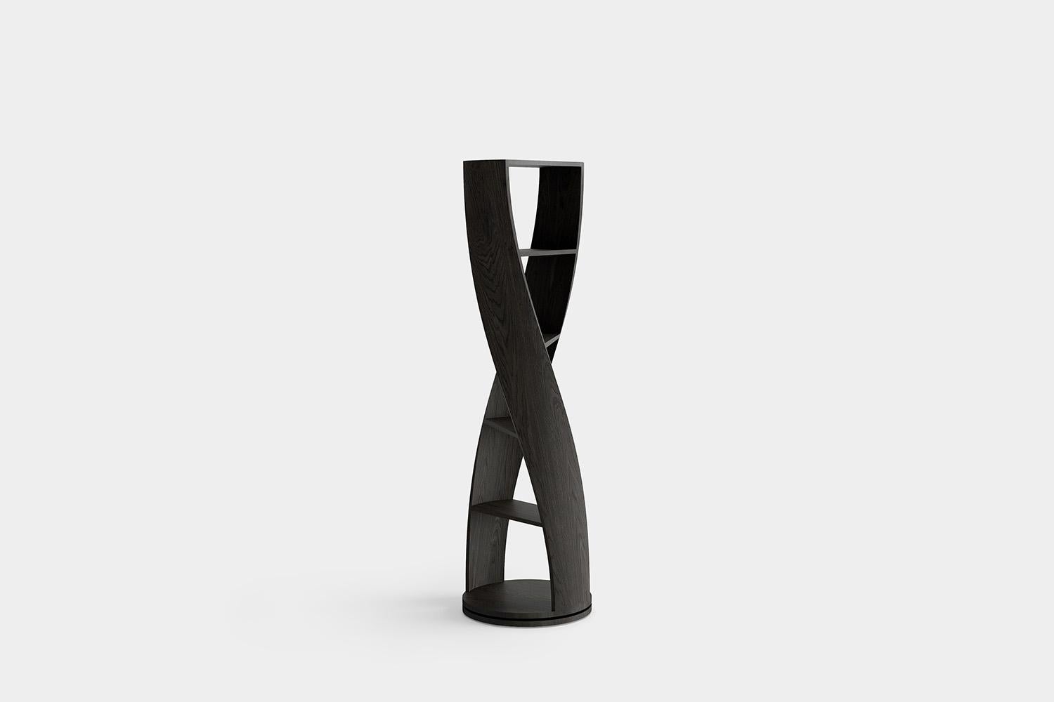 Contemporary Mini MYDNA 4 Tier, Standing Shelf, Storage System in Black Wood by Joel Escalona For Sale