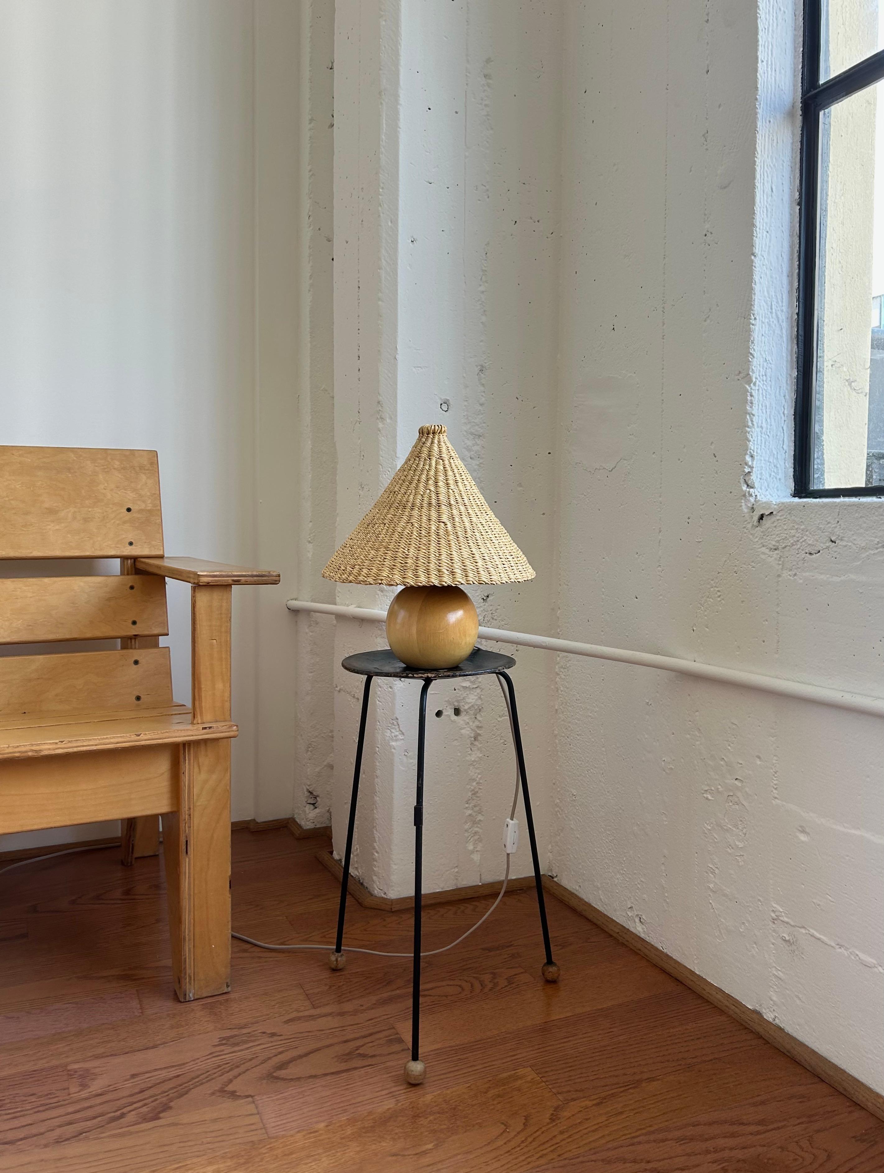 Mini Oak Ball Lamp In Good Condition For Sale In Los Angeles, CA
