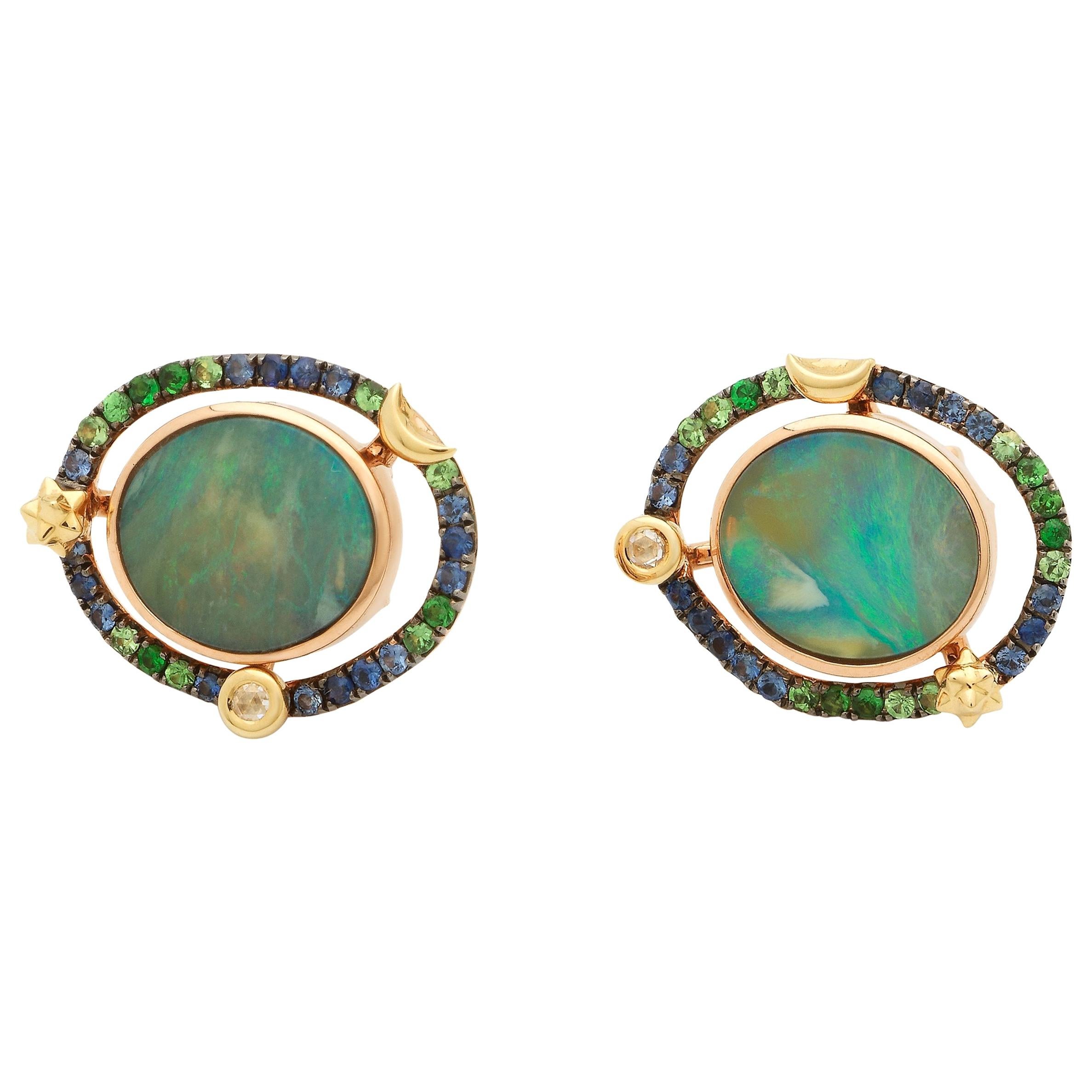 Mini Opal Orb Earrings For Sale