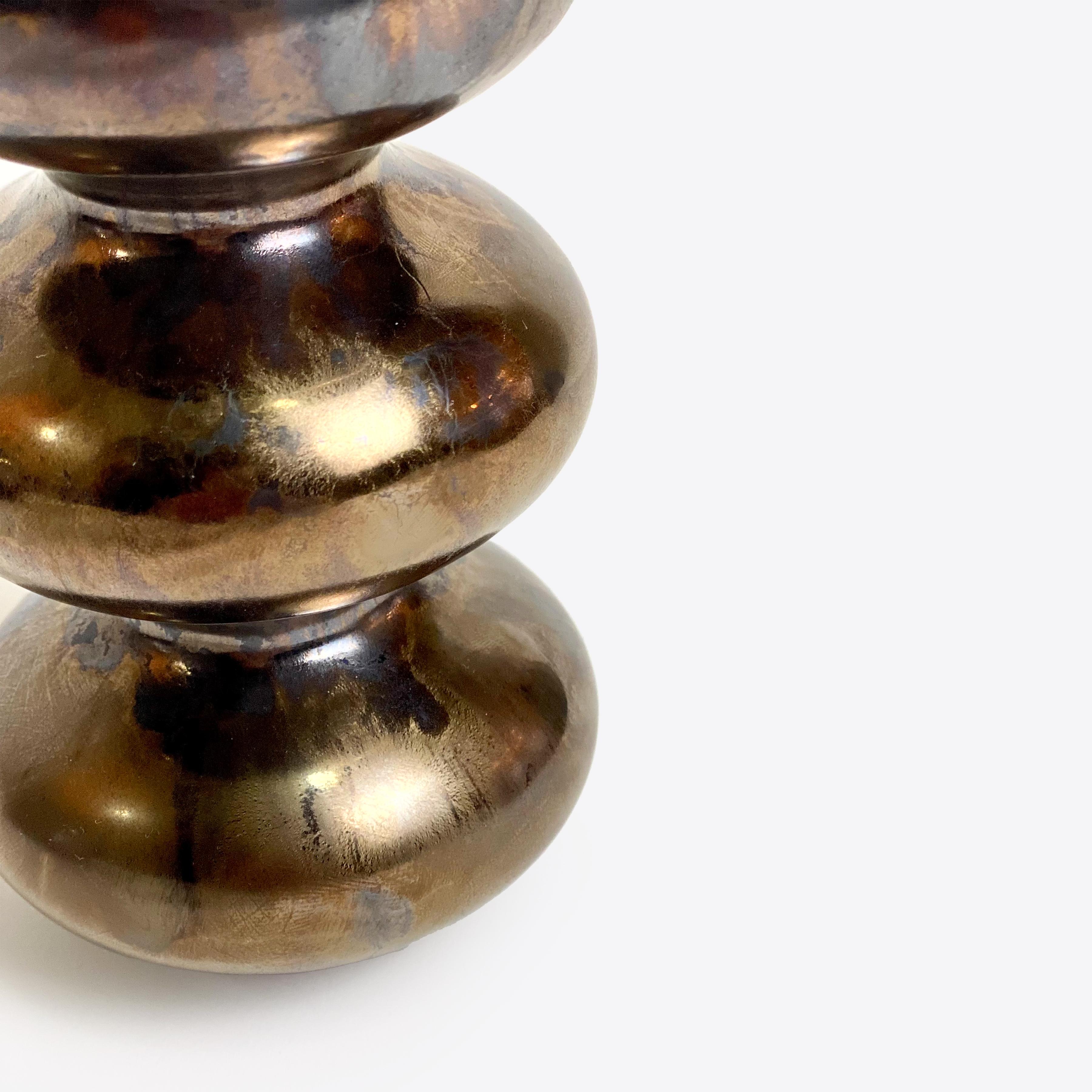 Contemporary Mini Organic Modern Ceramic Wave Form Vase in Bronze Glaze by Forma Rosa Studio For Sale