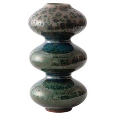 Mini Organic Modern Ceramic Wave Form Vase in Green Glaze by Forma Rosa Studio