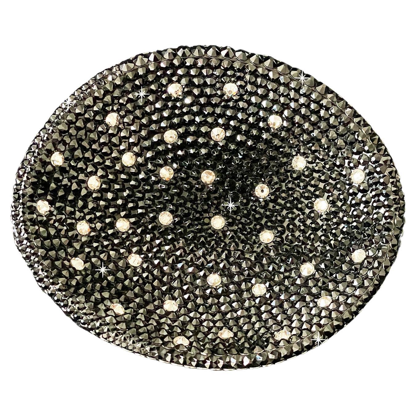 Mini Oval Dish Jet and Silvershade Dots