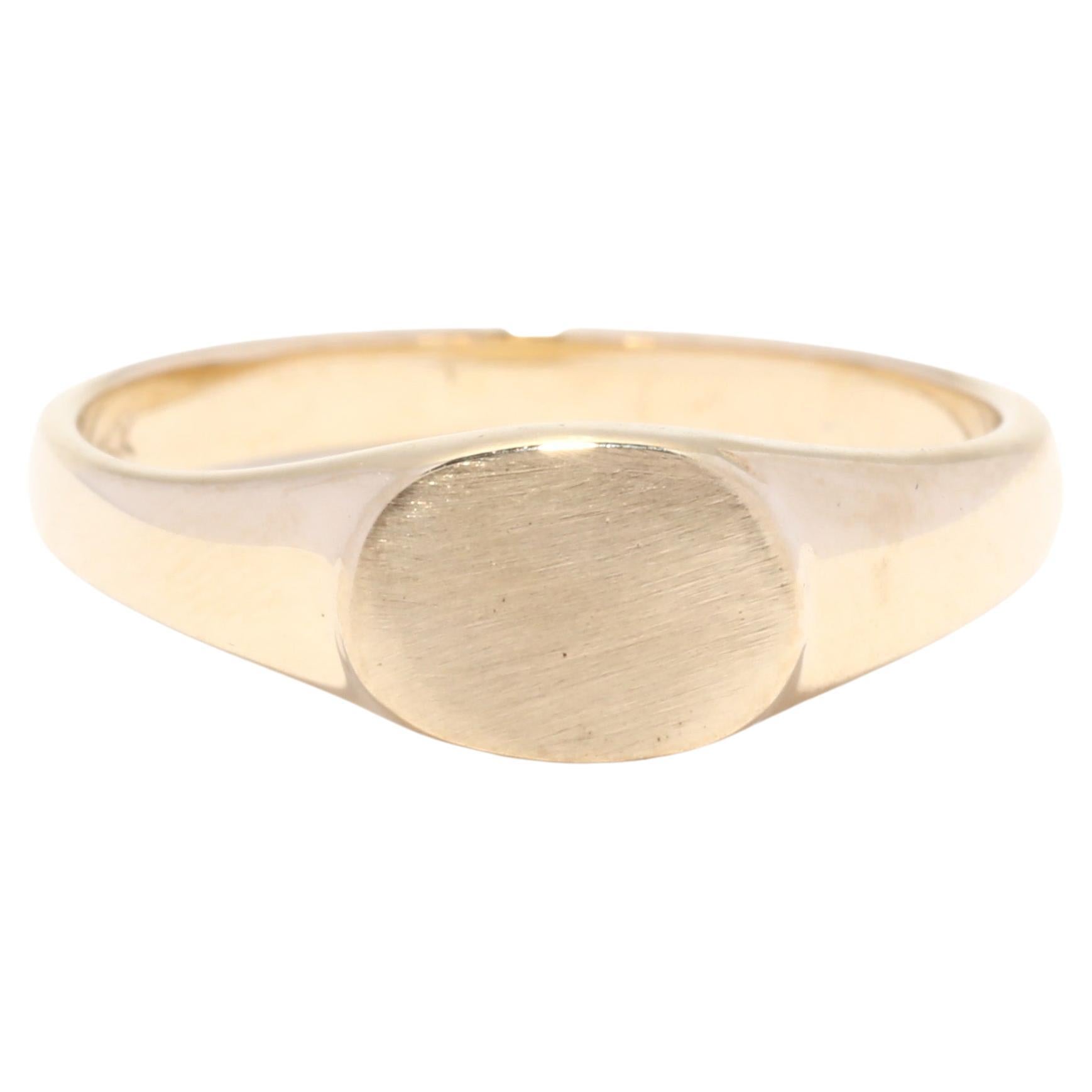 Mini Oval Pinky Signet Ring, 14K Yellow Gold, Ring, Child
s Signet Ring