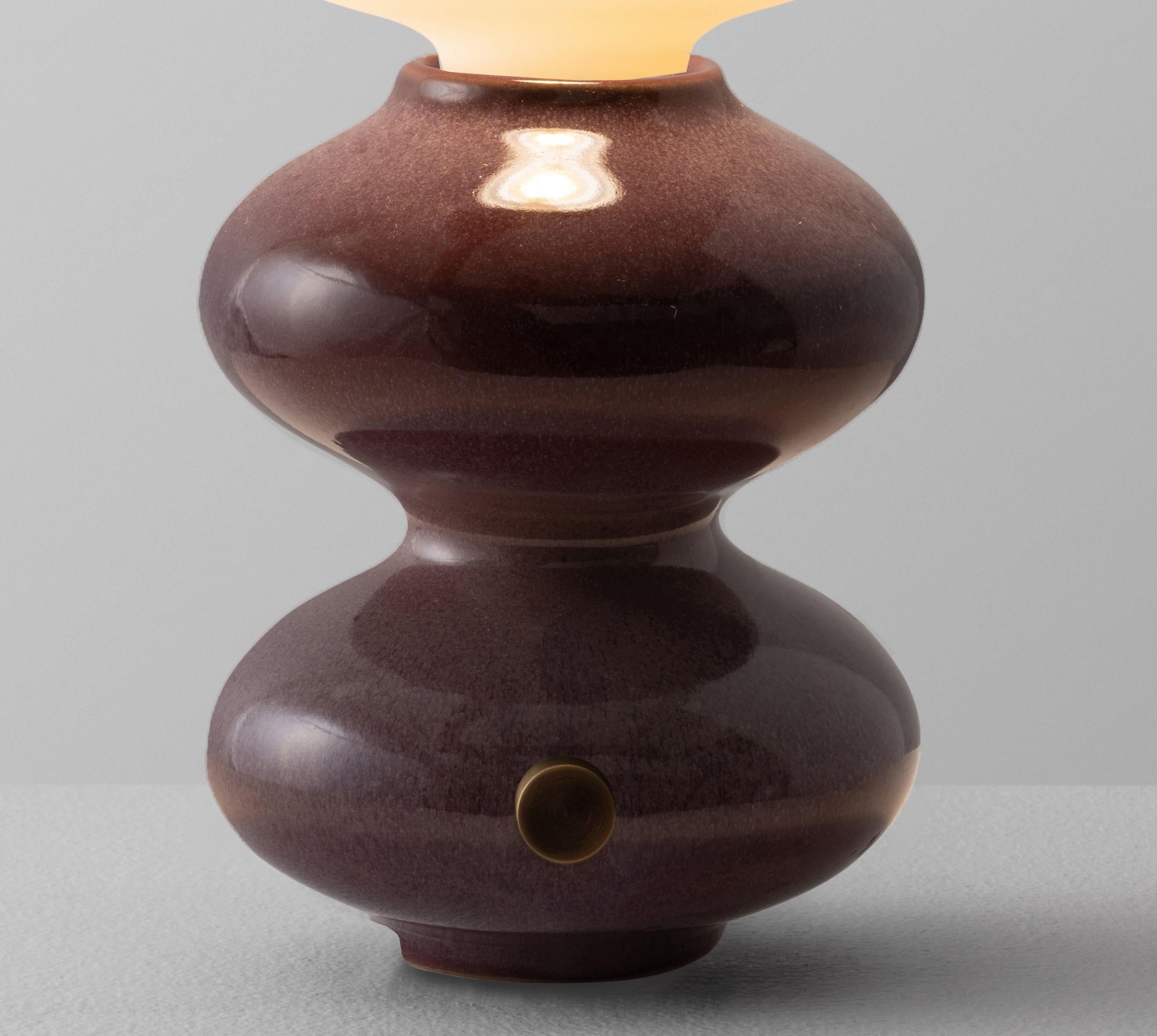 Post-Modern Mini Oxblood Wave Form Table Lamp by Forma Rosa Studio For Sale